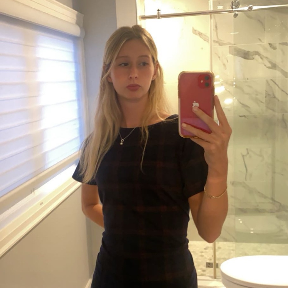 New Look Navy and Red Plaid Top